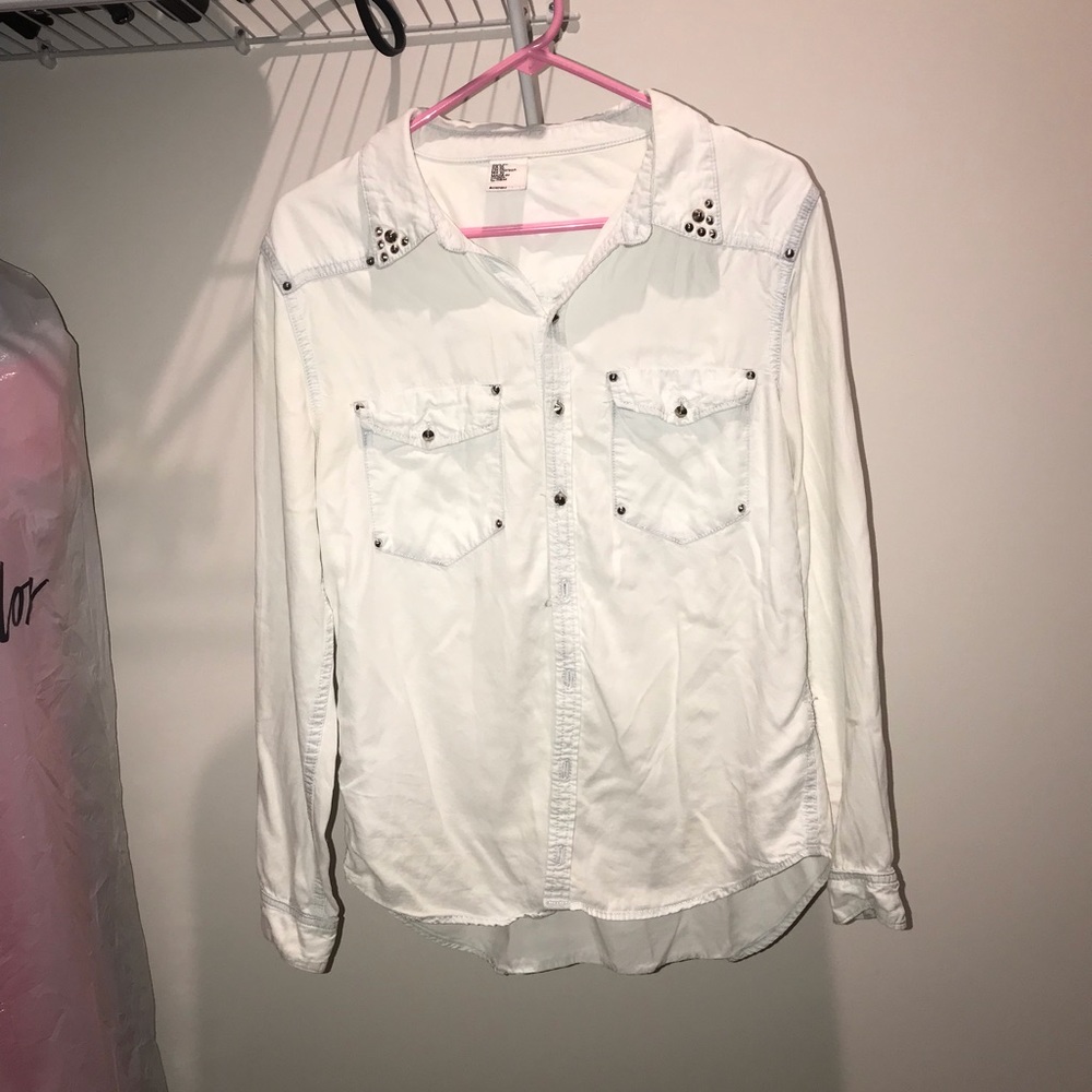 H&M Denim blouse with stud detailing